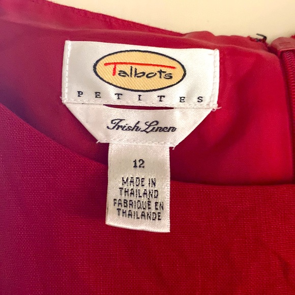 Talbots red 100% Irish linen dress. officesiren. jackie kennedy. - Picture 4 of 6